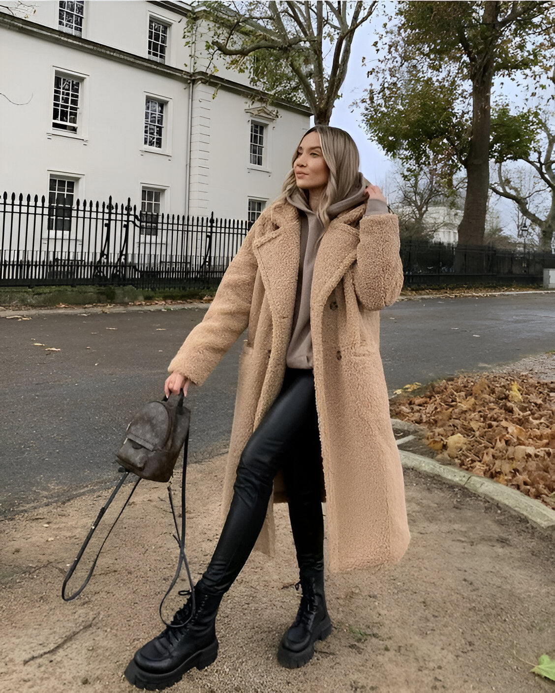 Ivyshape | Elegant Long Teddy Coat