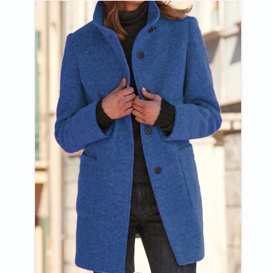 Ivyshape | Wool Coat With Button Closure for Women