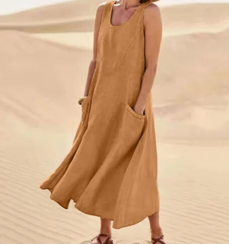 Summer Elegant Midi Pocket Dress | Ideal for Summer