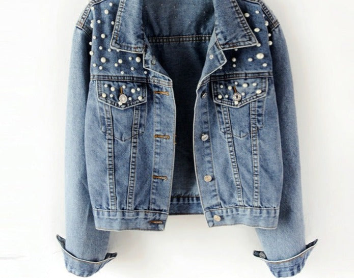 Ivyshape | Women's Denim Jacket Pearl