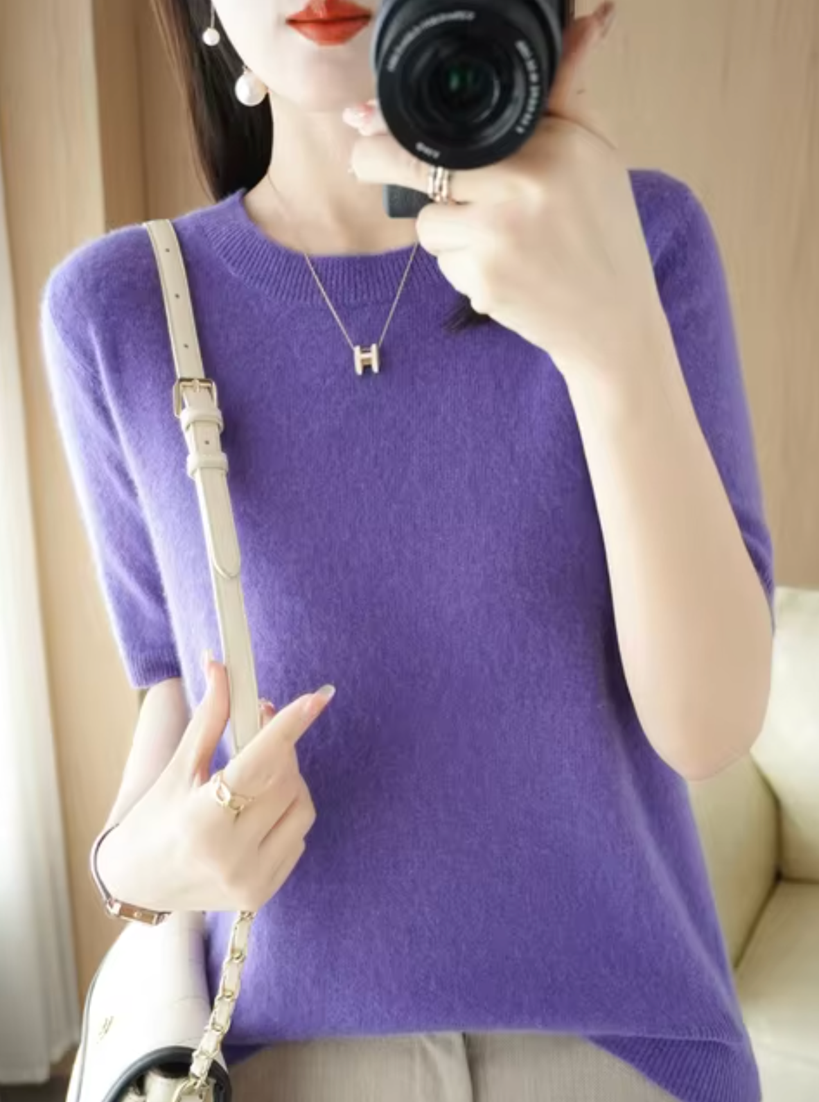 IvyShape | Short-sleeved sweater