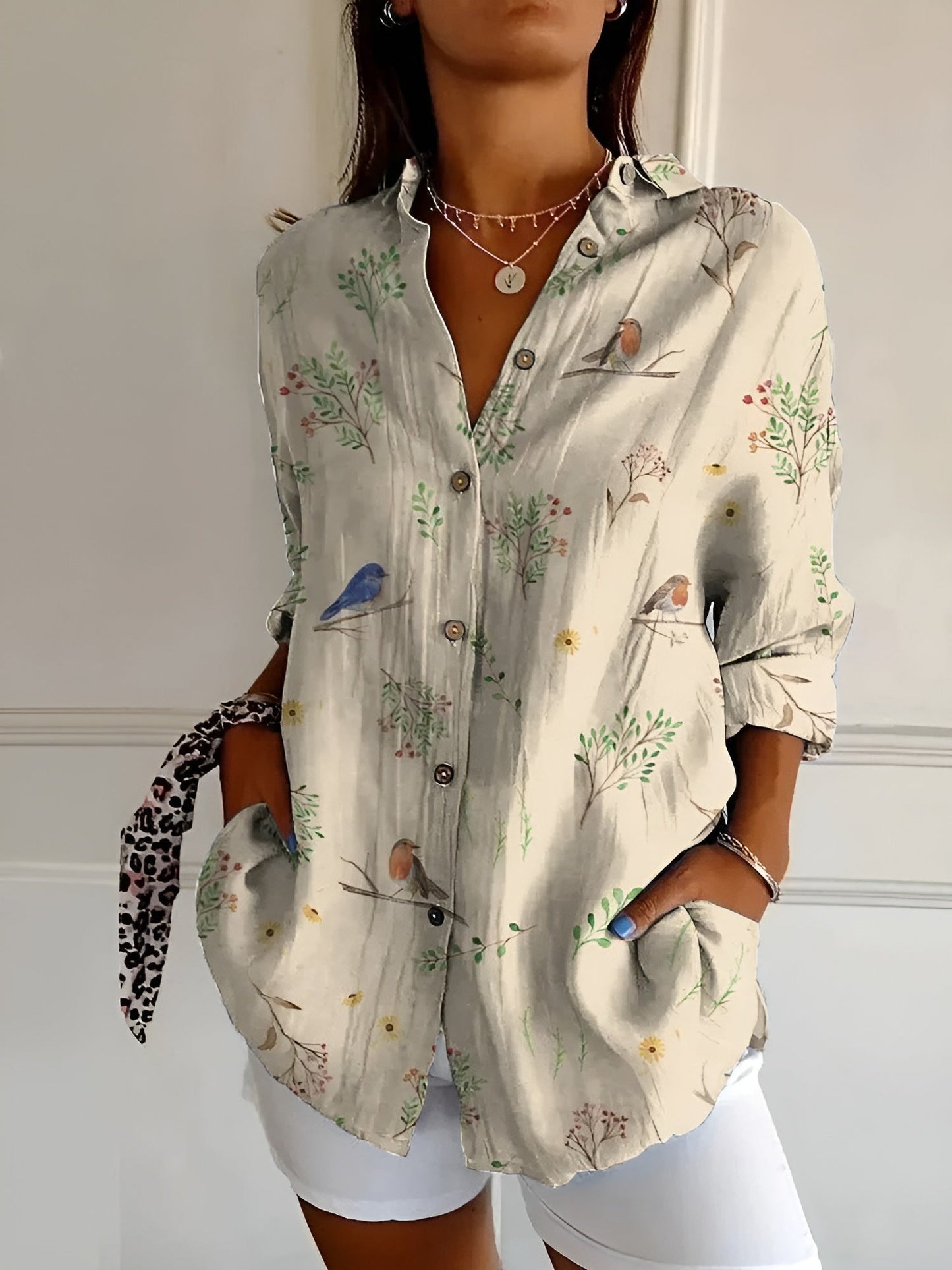 Ivyshape | Floral Button-Up Shirt