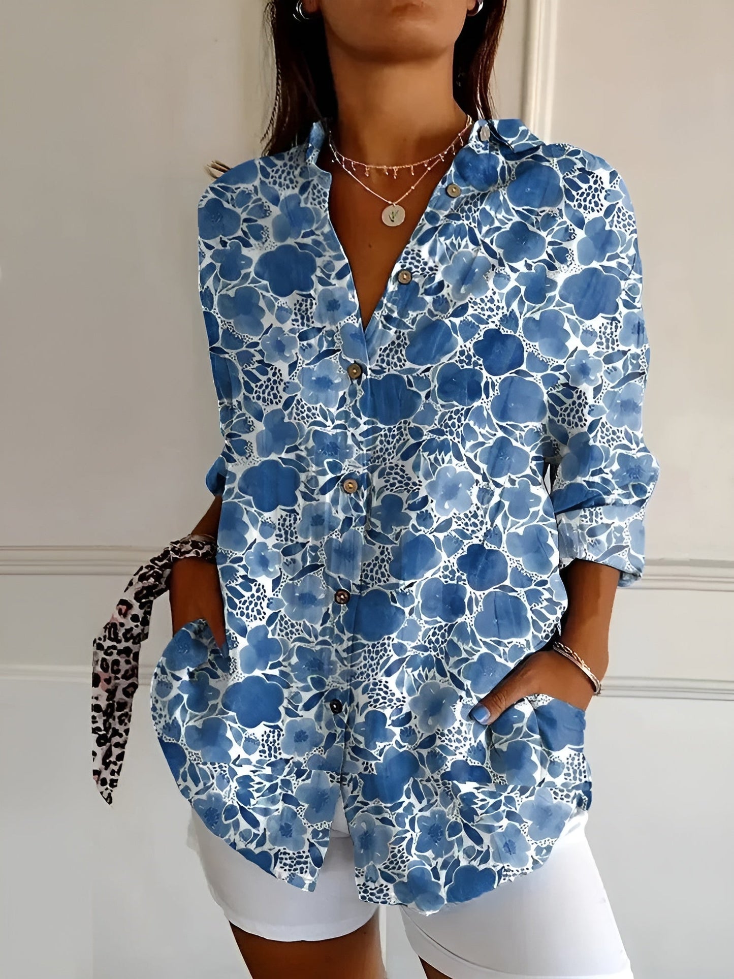 Ivyshape | Floral Button-Up Shirt