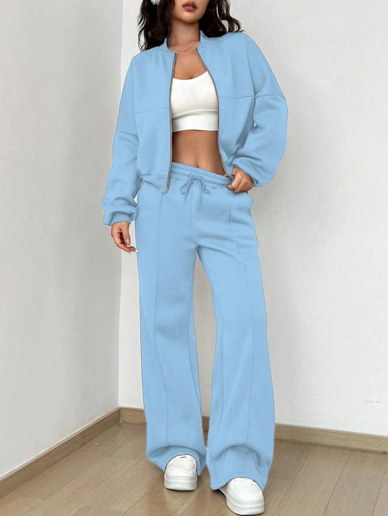 Ivyshape | Women's Bomber Jacket and Pants Set