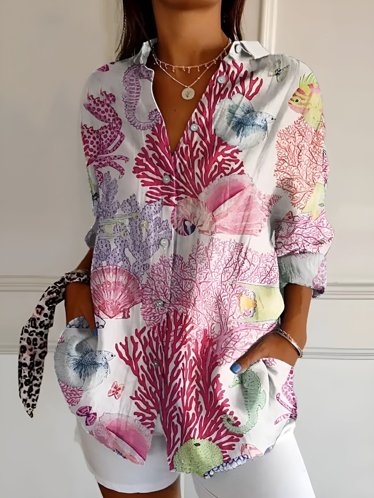 Ivyshape | Women's Printed Blouse