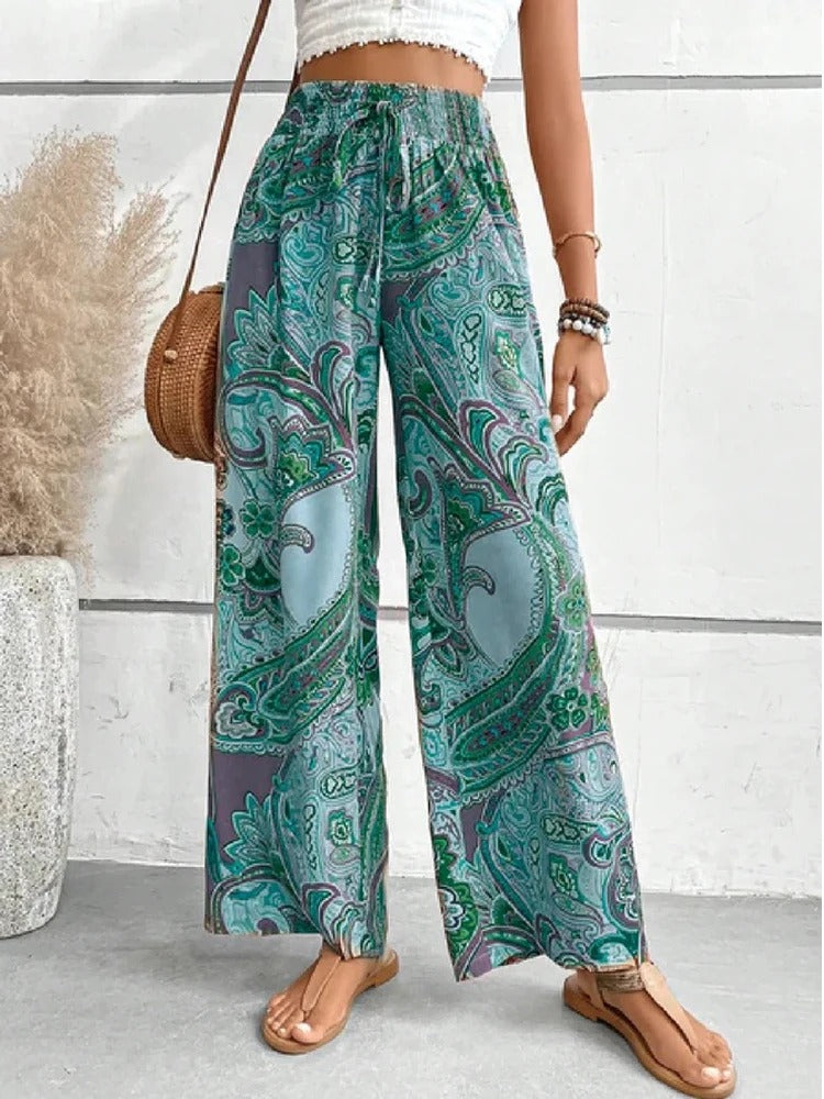 Ivyshape | Pants with digital print and high waistband