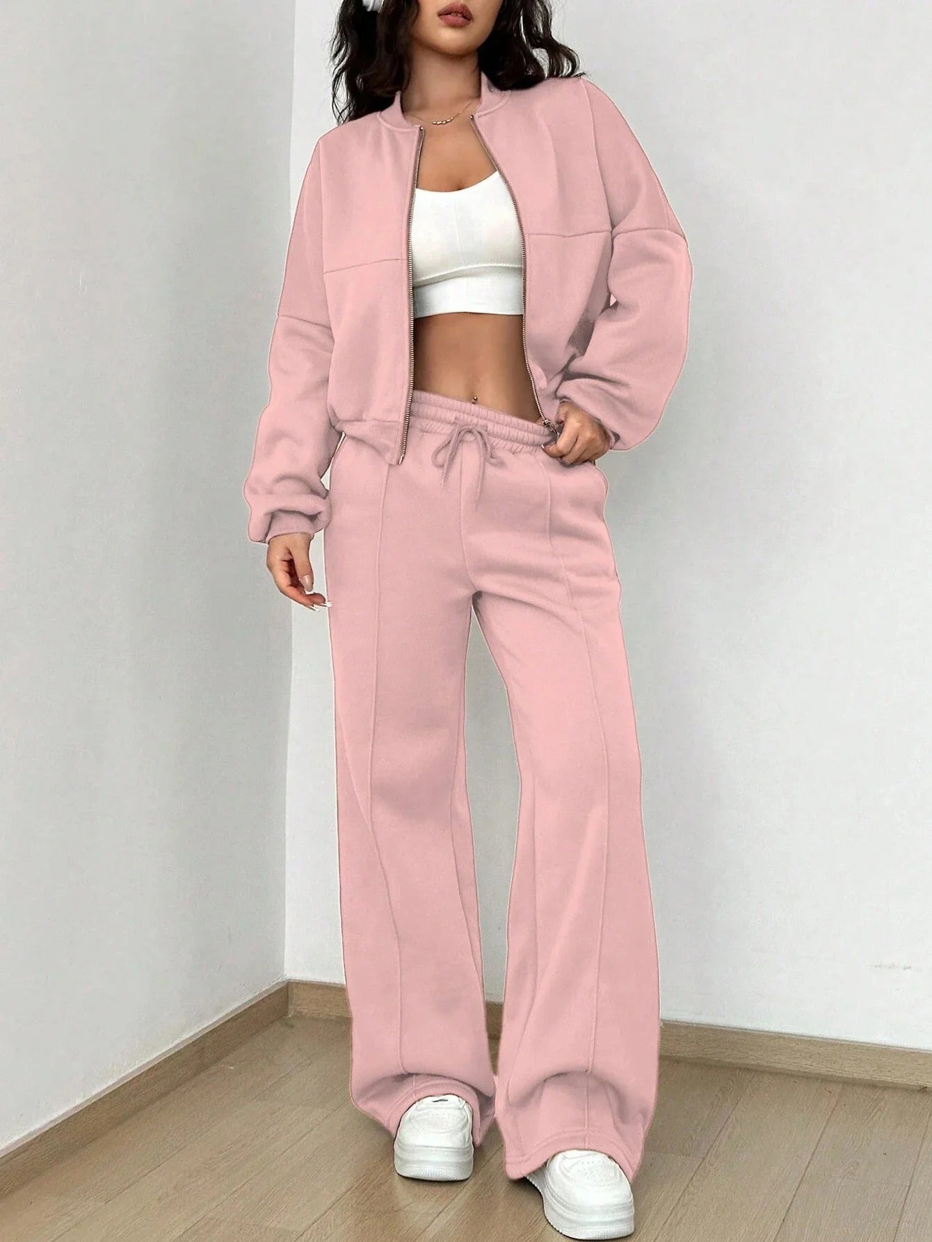 Ivyshape | Women's Bomber Jacket and Pants Set