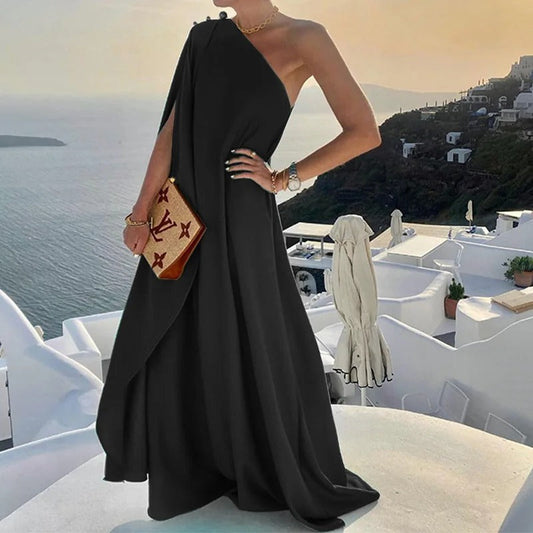 Ivyshape | Long Dress with One Shoulder