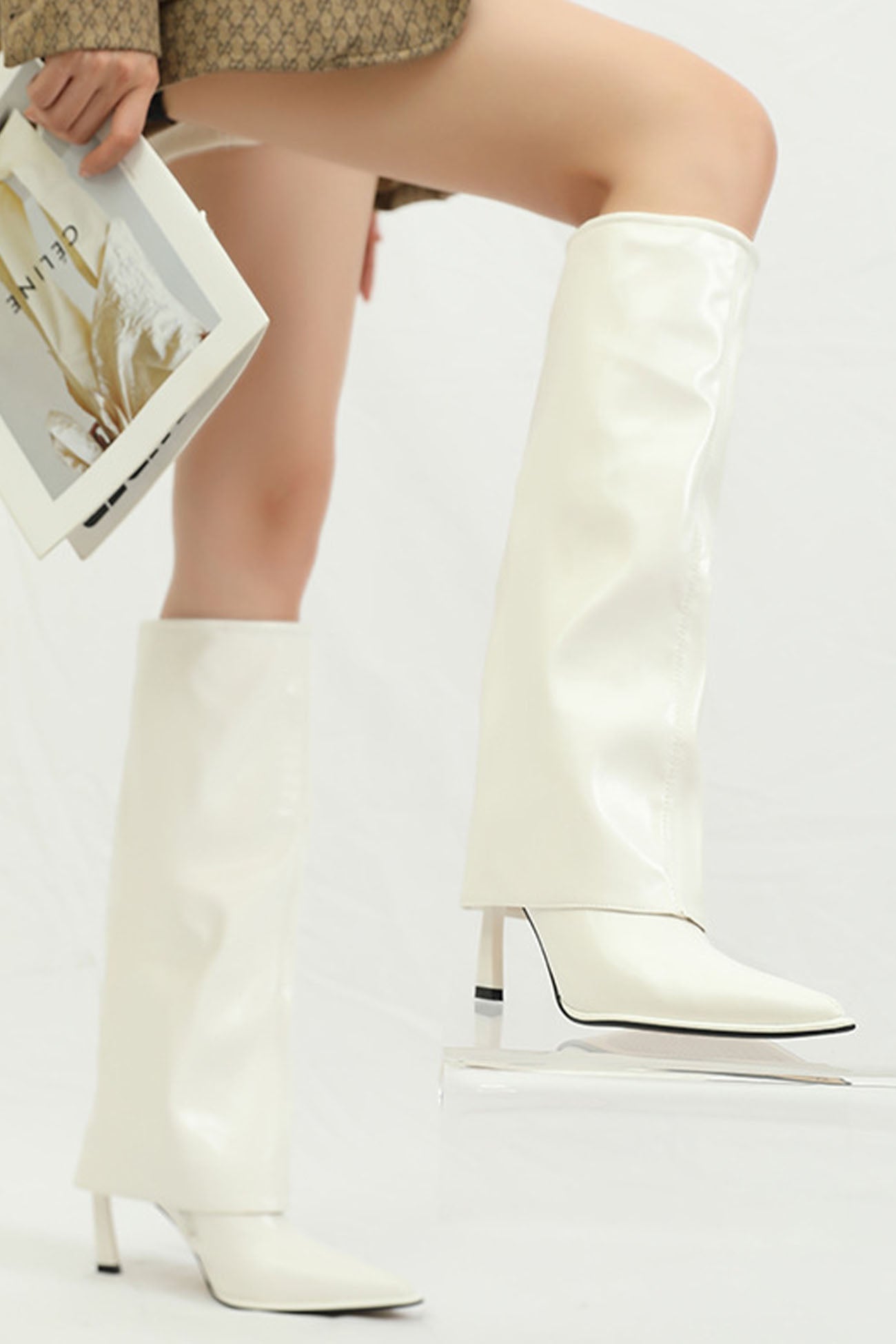 Toe Knee-High Trouser Boots