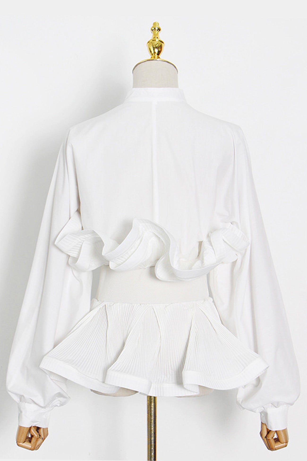 Ruffle Belt Long Sleeve Blouse