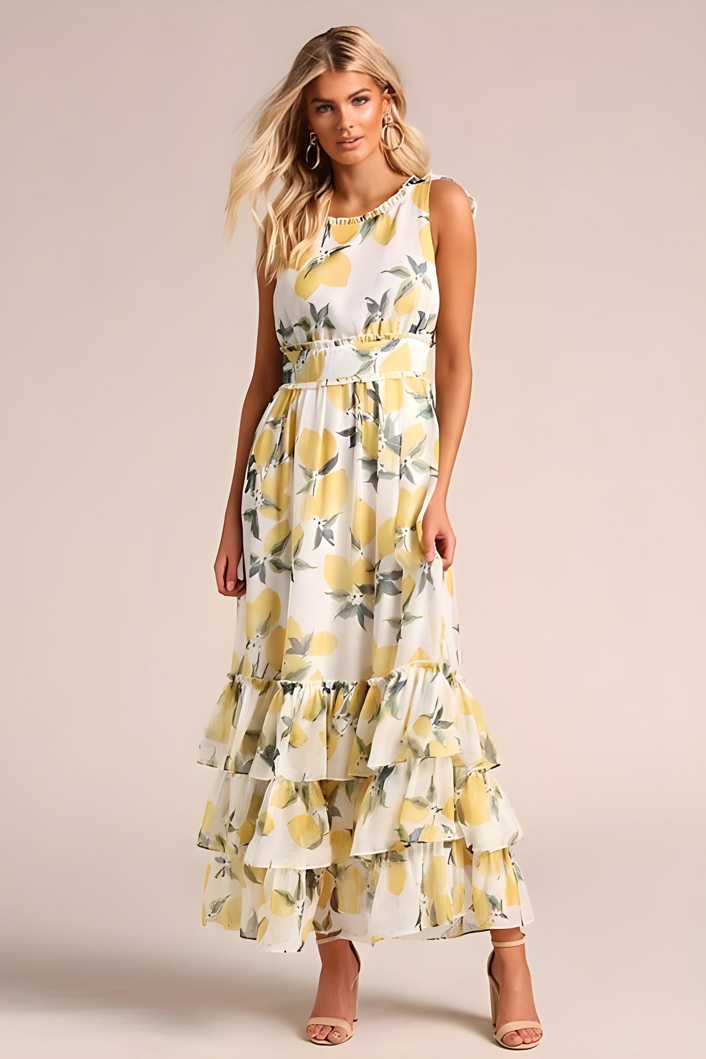 Ivyshape | Women's Printed Maxi Dress Yellow