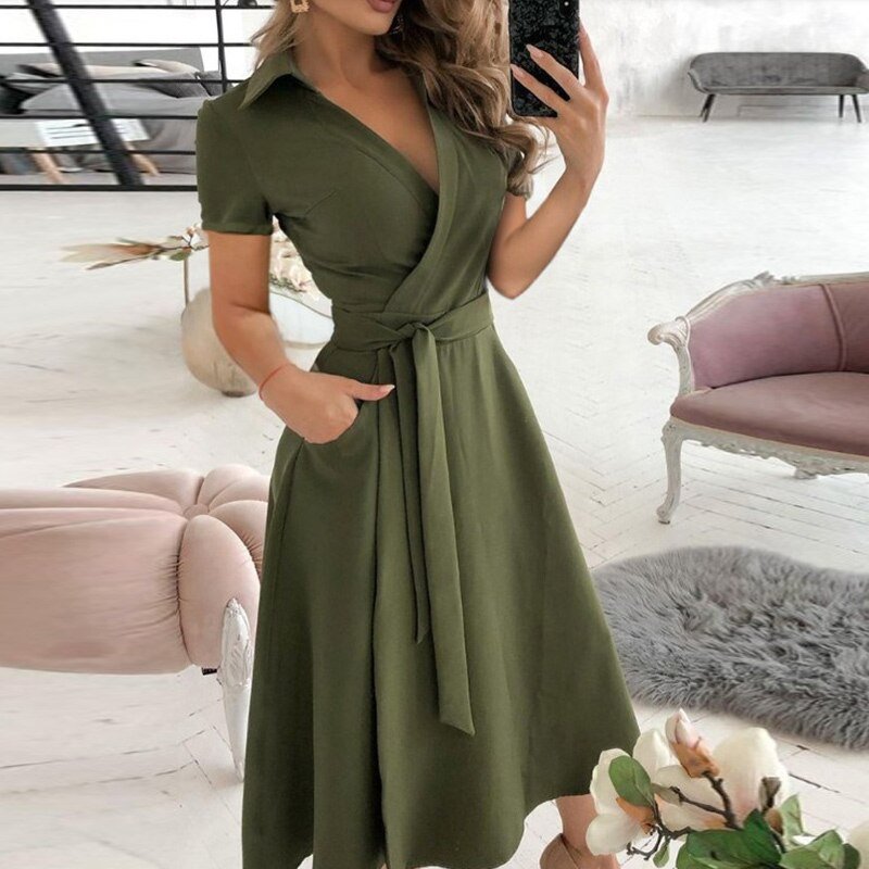 Ivyshape | Stylish A-Line Fall Dress for Women