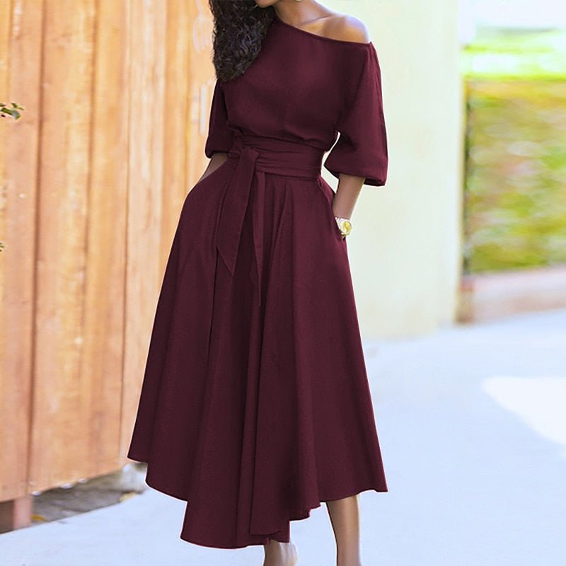 Ivyshape | Stylish A-Line Fall Dress for Women