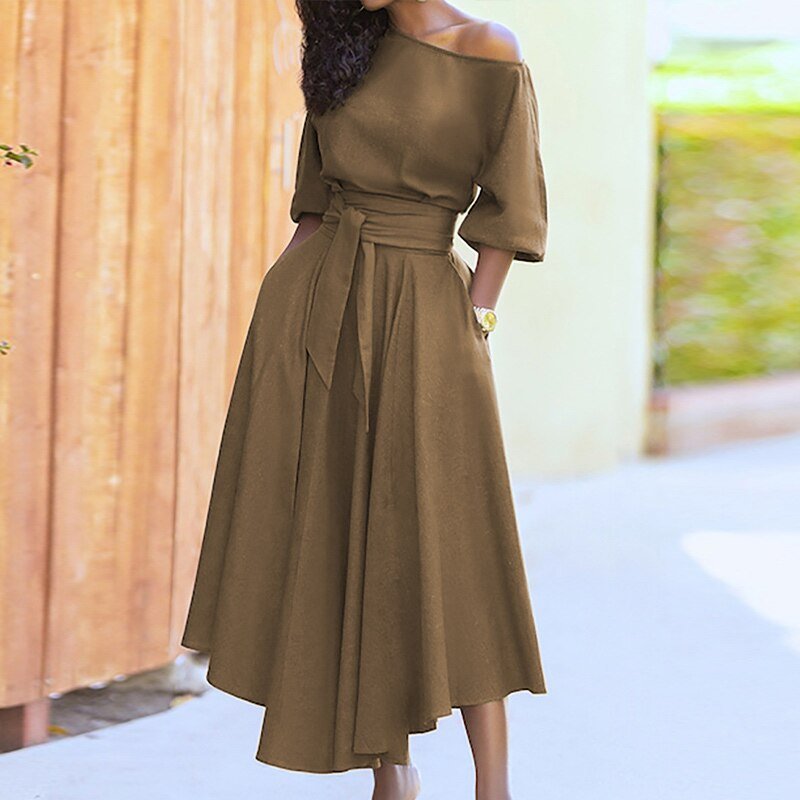 Ivyshape | Stylish A-Line Fall Dress for Women