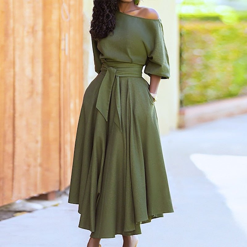 Ivyshape | Stylish A-Line Fall Dress for Women