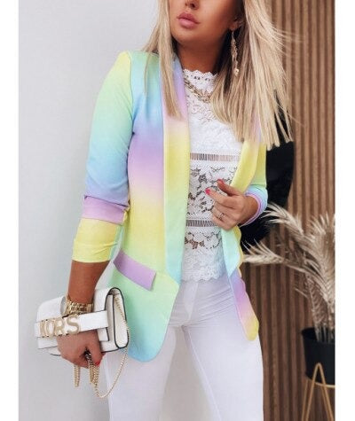 Ivyshape | Long Sleeve Tie-Dye Blazer