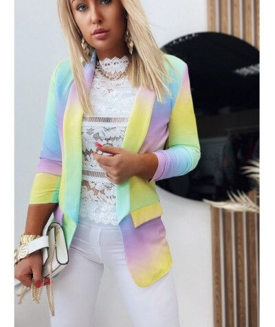 Ivyshape | Long Sleeve Tie-Dye Blazer