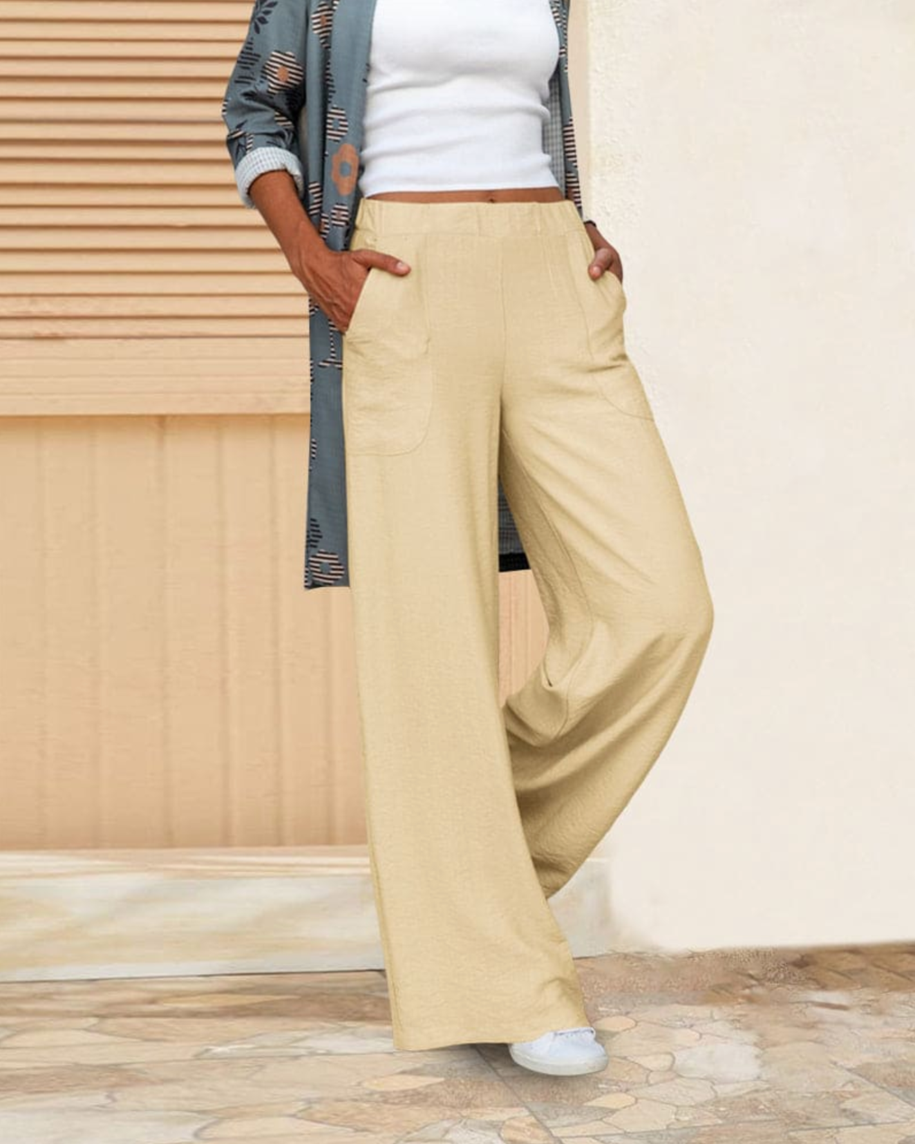 Ivyshape | Mid-Rise Pants with Wide Legs