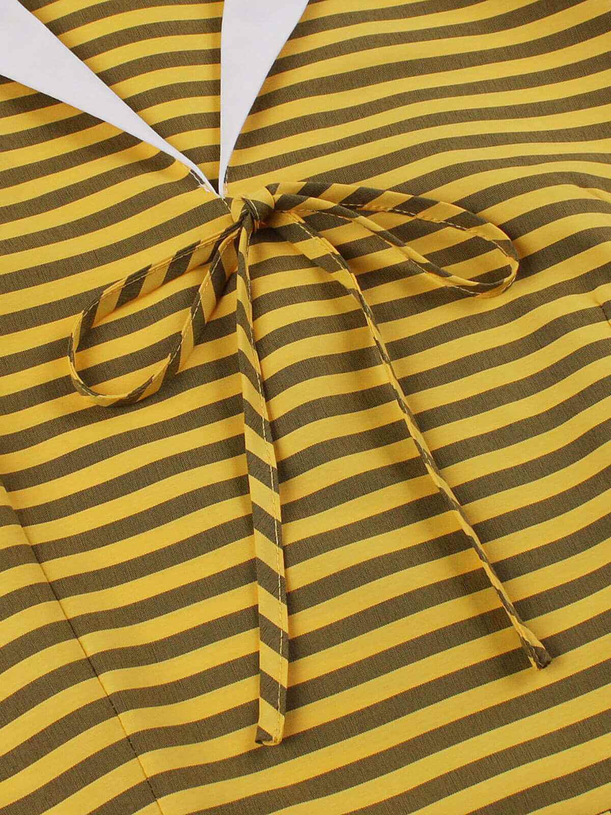 Yellow Bow Striped Swing Dress