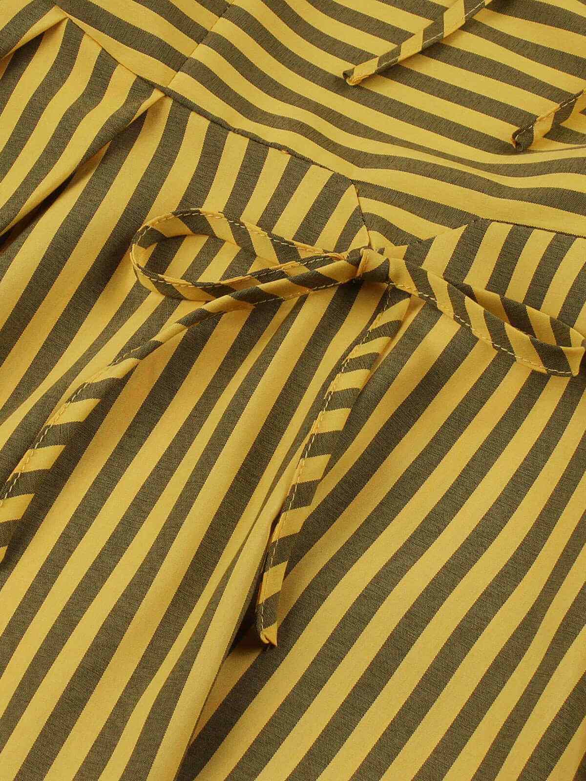 Yellow Bow Striped Swing Dress