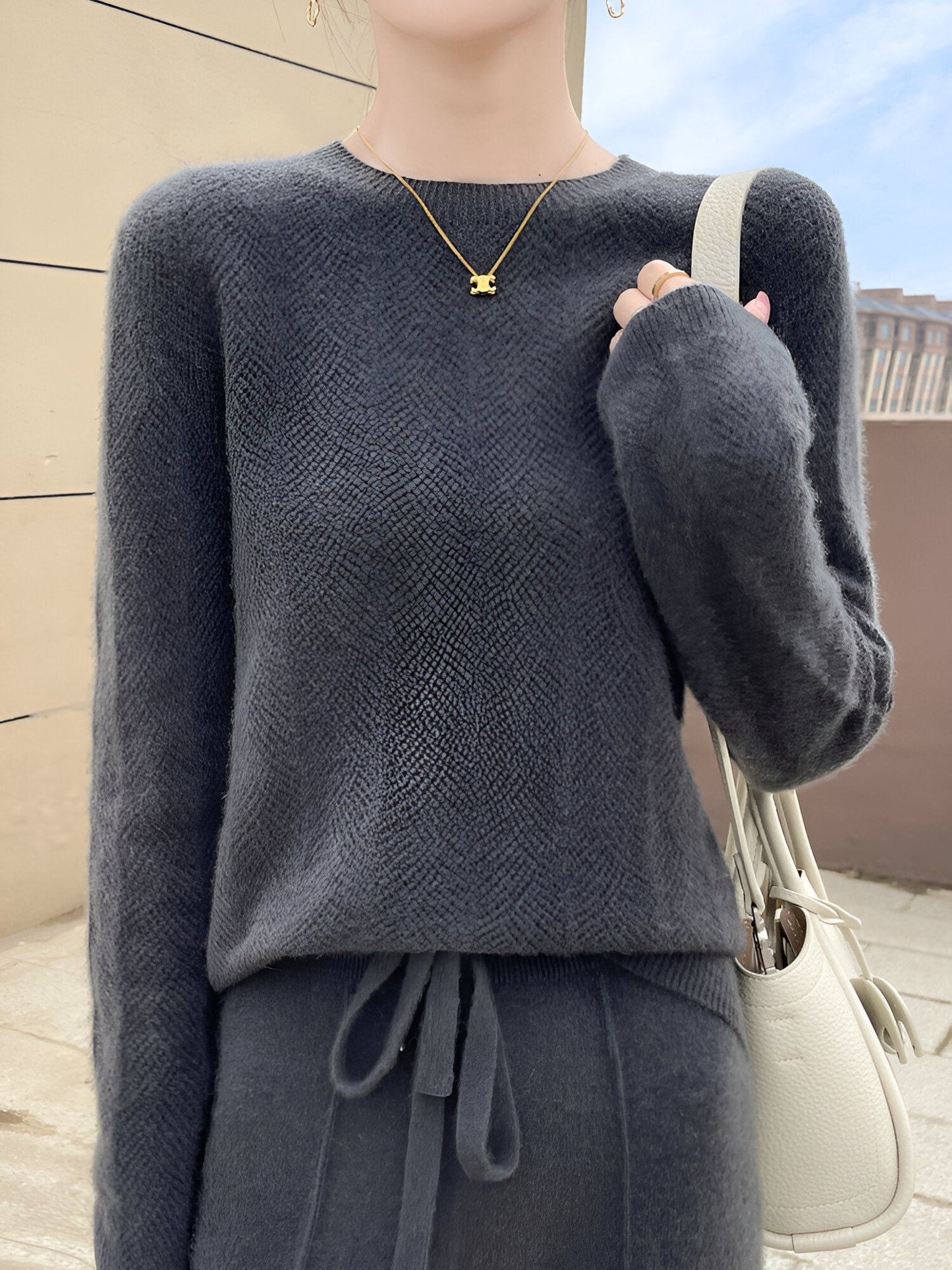 Ivyshape | Merino Wool Sweater With Elegant Cutouts