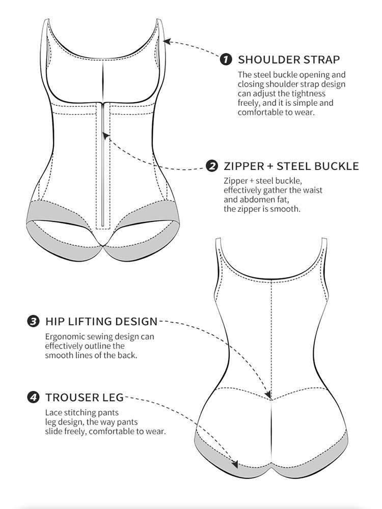 Zipper Tummy Control Back Support Body Shapewear