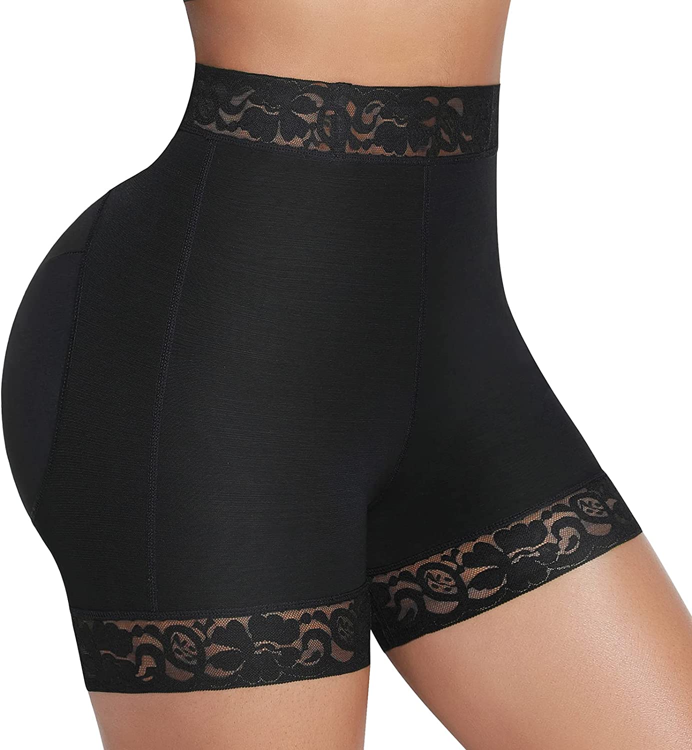 Seamless Butt Lifting Lace Shaper Shorts with Bones