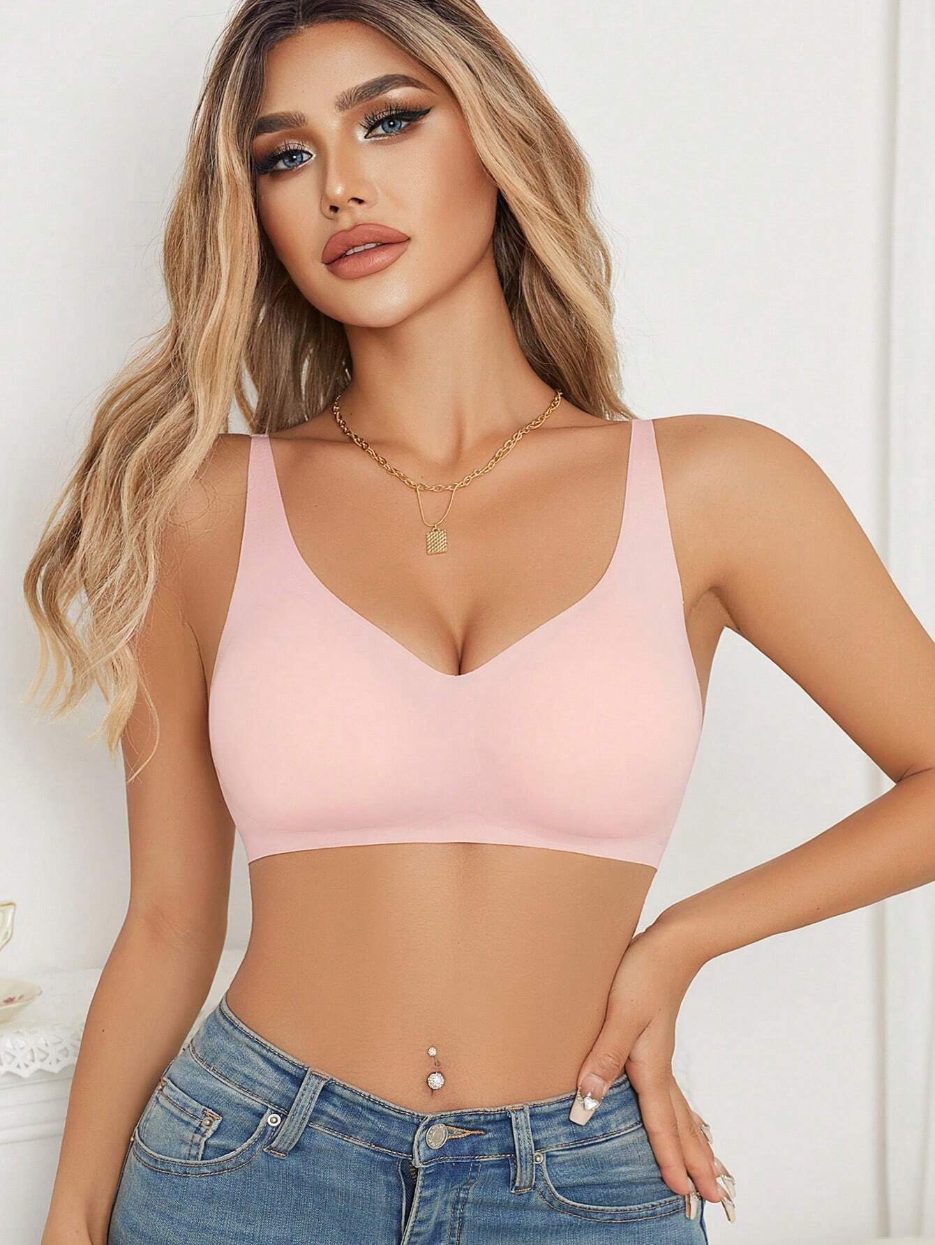 Solid Seamless Bralette Pink