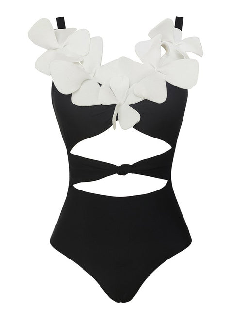 Fashion Bikinis Flower Design One Piece Swimsuits