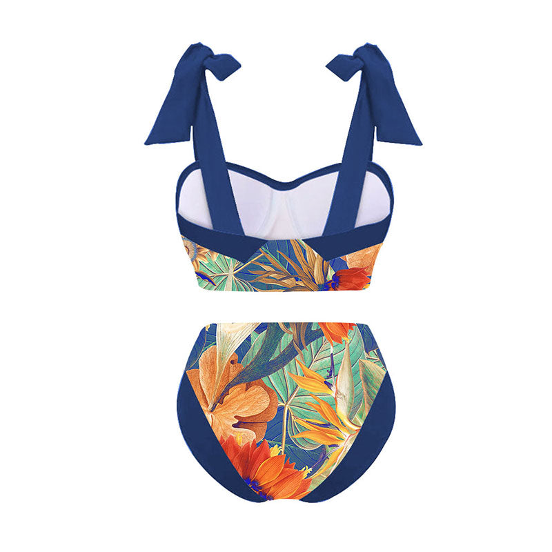 Retro Print Boho Bikini Set Swimwear