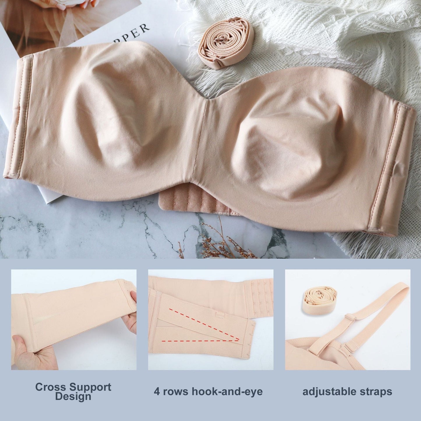 Underwear Seamless Invisible Bra Removable Push-up Strap Tube Top