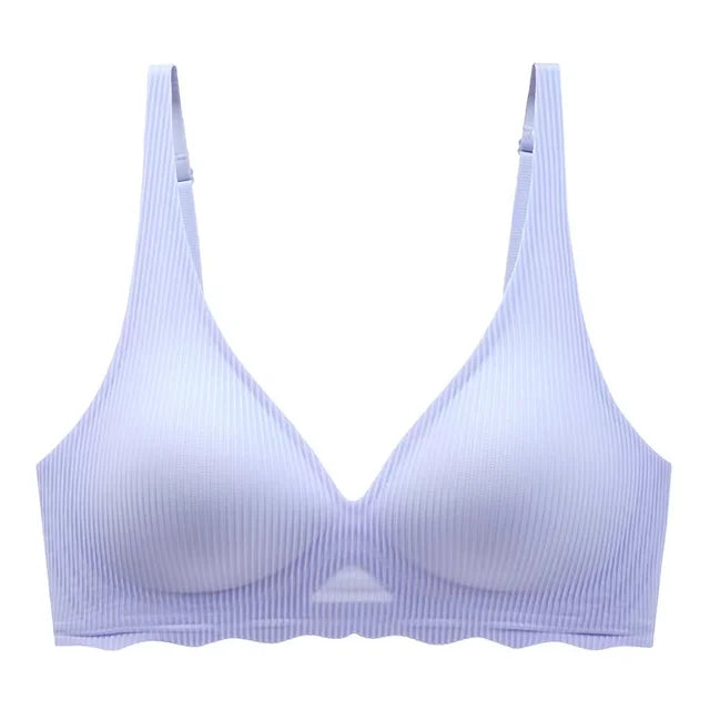 Striped Thin Bra with Hollow Design for Small Chest Women