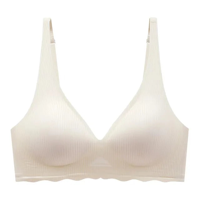 Striped Thin Bra with Hollow Design for Small Chest Women