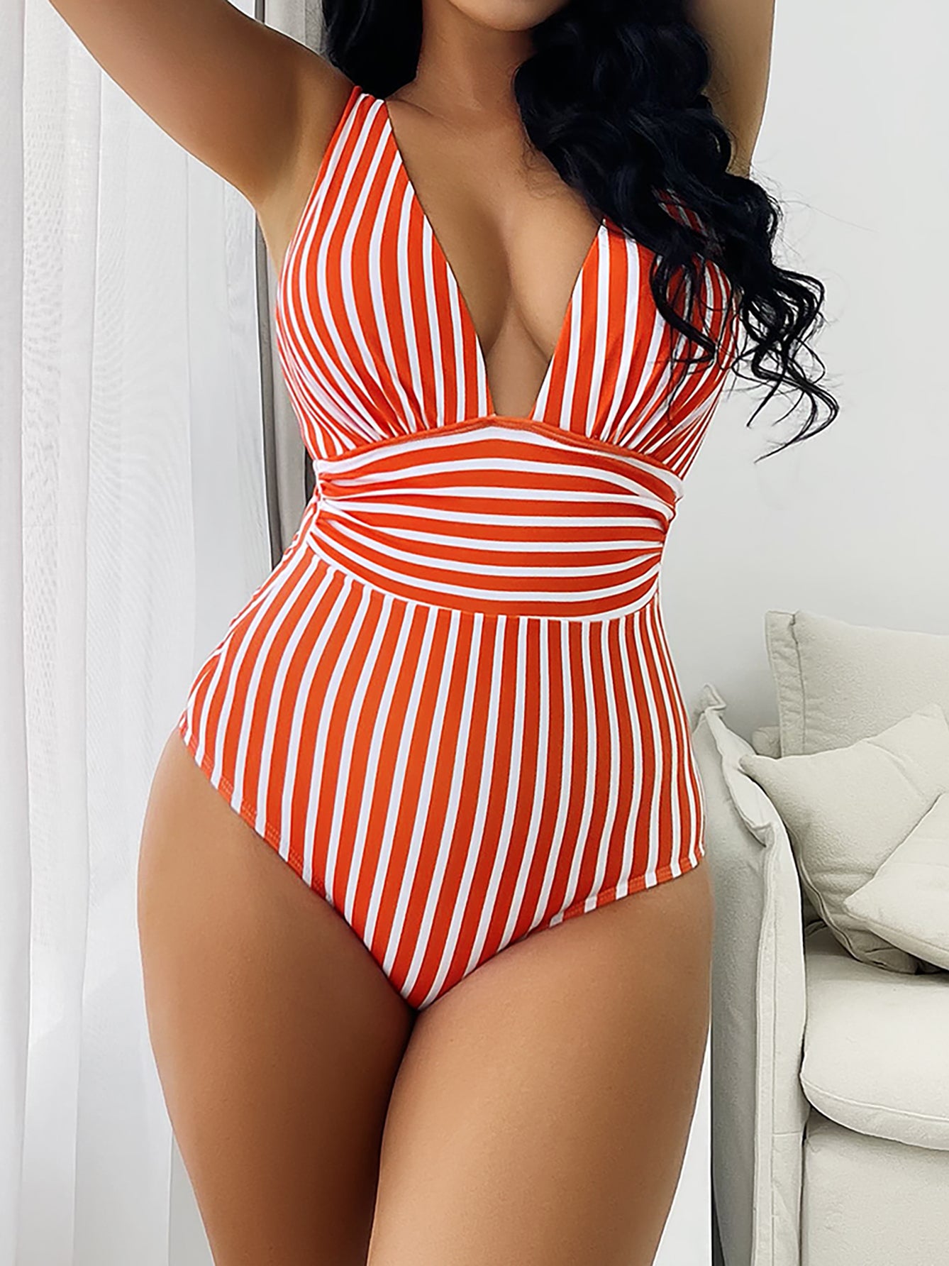 Striped Swimwear One Piece Bathing Suits