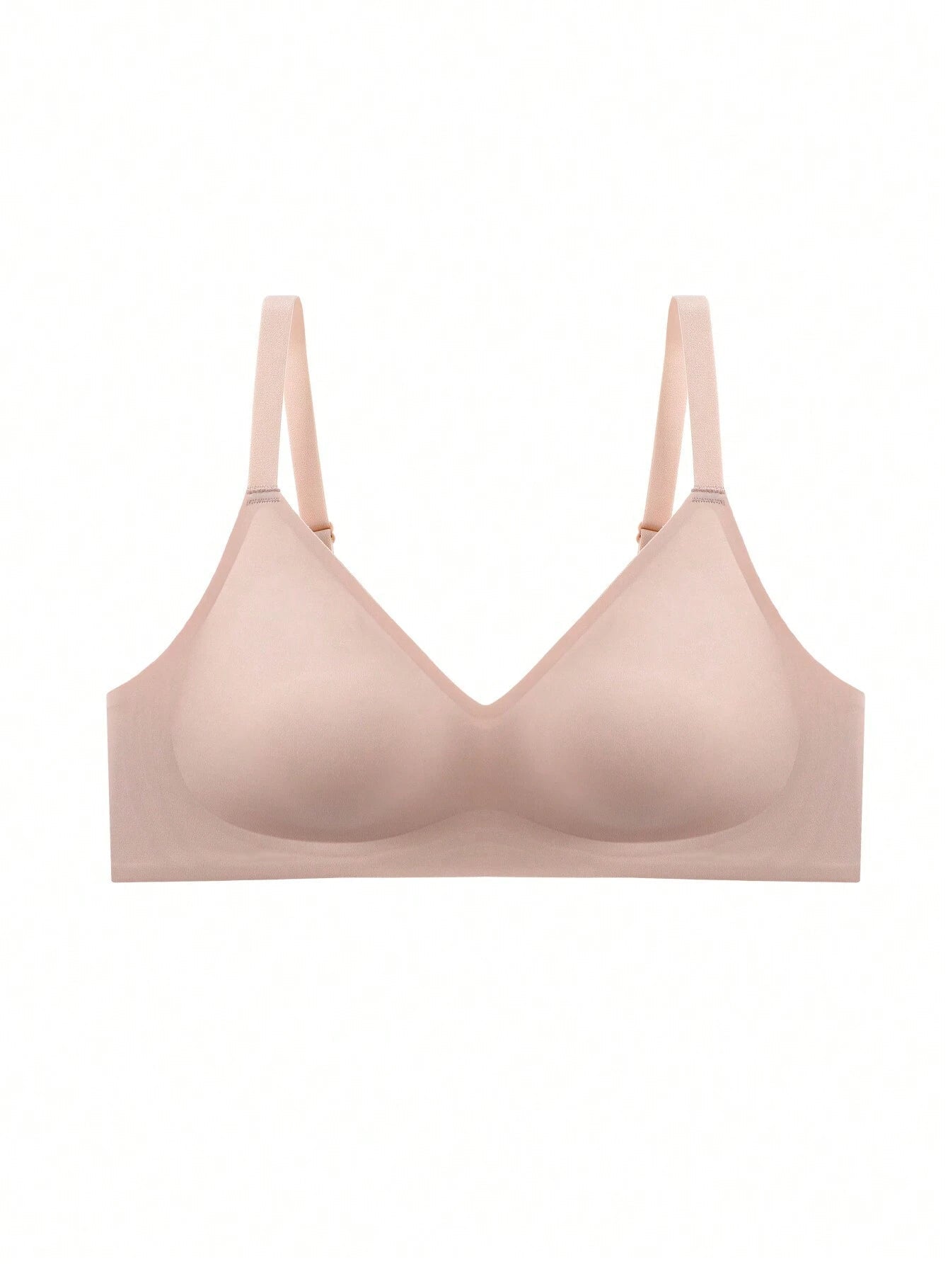 Push Up Seamless Bra For Small Breasts Women Padded 4cm Thick Cup Wire Free Chest Gathered Bra Tops Beige