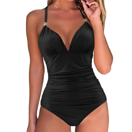 Swimsuit with deep V-neck